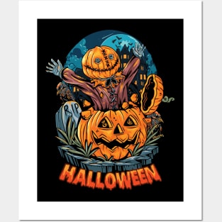 Scary Orange Pumpkin Hallowe'en Son From Father Graphic Posters and Art